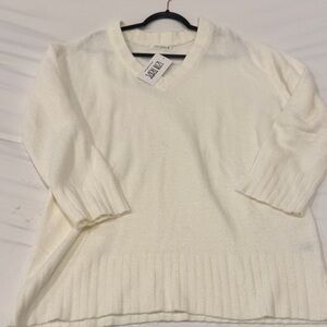 12th Tribe Cream V-Neck Sweater dress